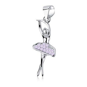 Pandantiv argint balerina cu pietre mov DiAmanti Z1039CR_V-DIA (Argint 925‰ 1 g.)